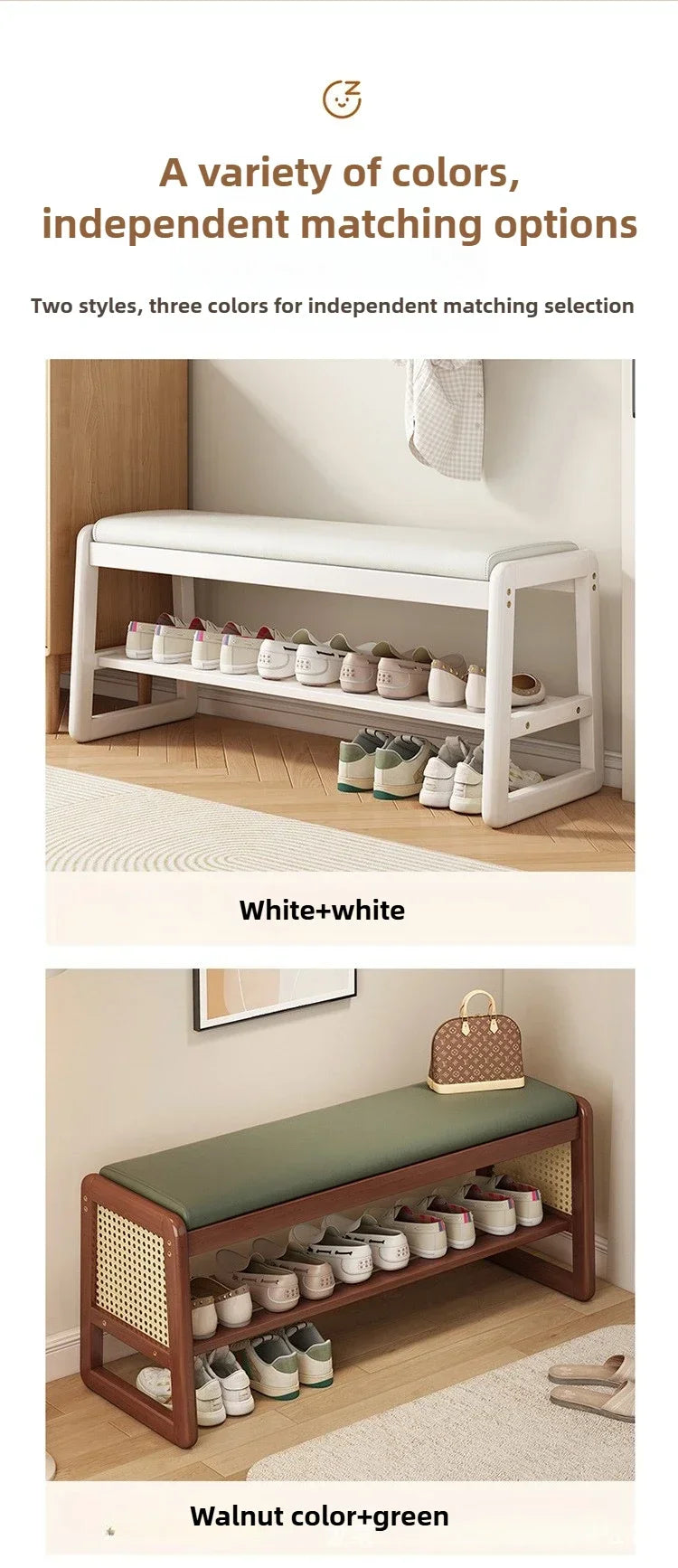 Rattan Shoe Storage Bench