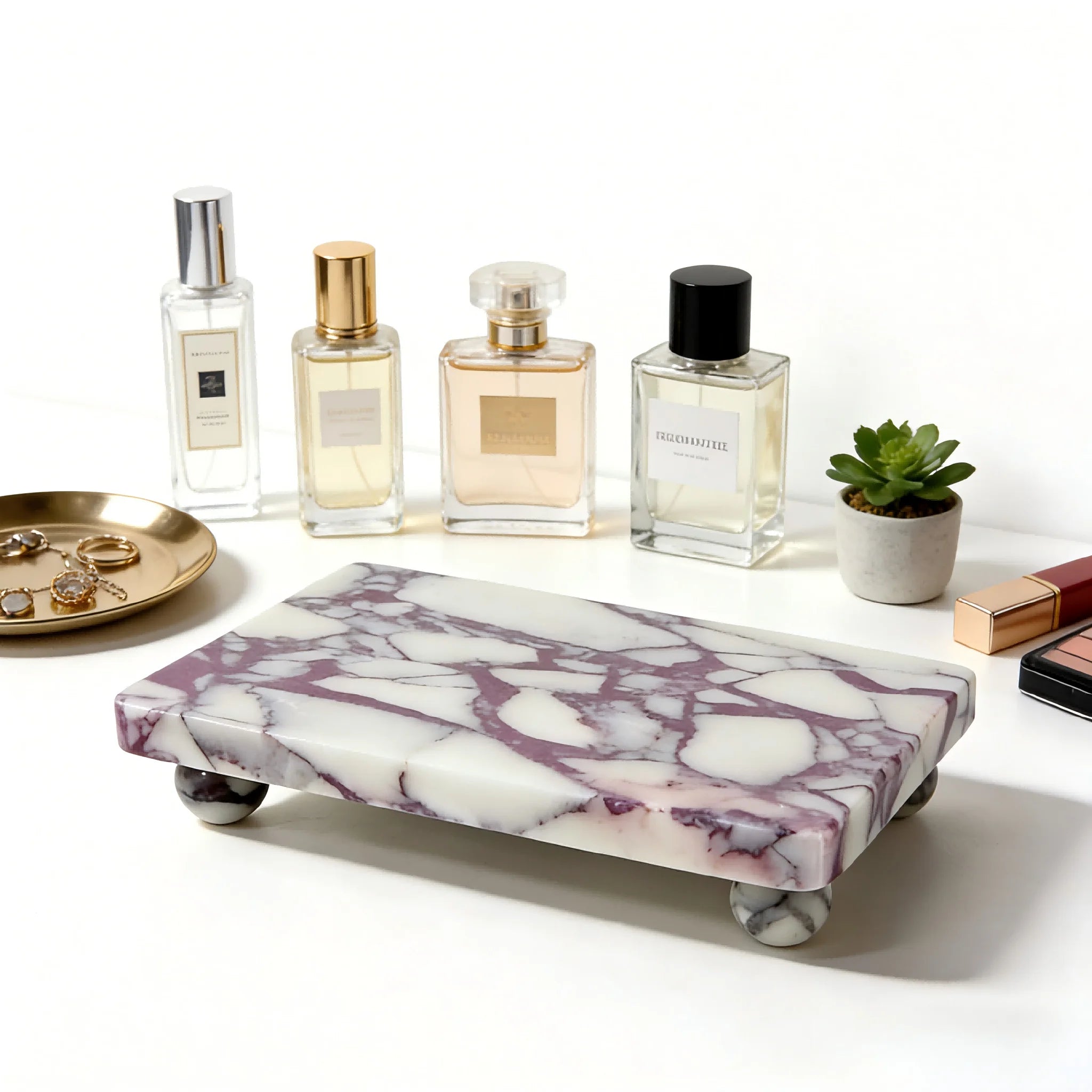 Footed Stone Catchall Tray