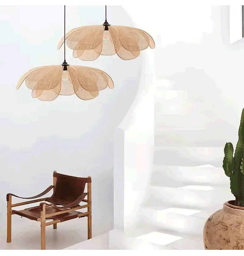 Japanese Rattan Pendant Chandelier