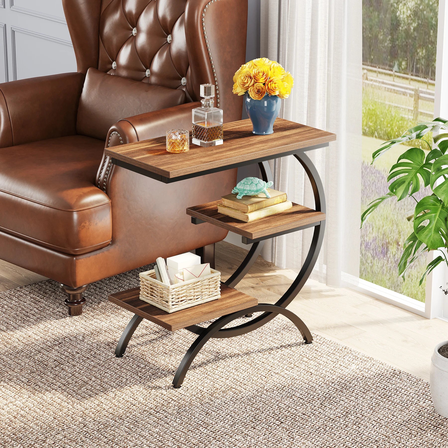 C-Shaped Sofa Side Table