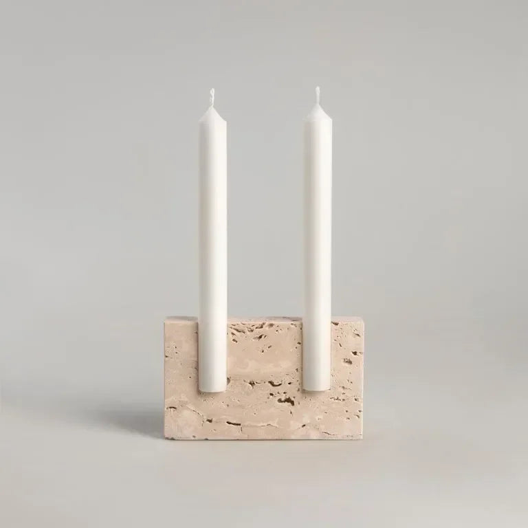 Nordic Travertine Candlestick