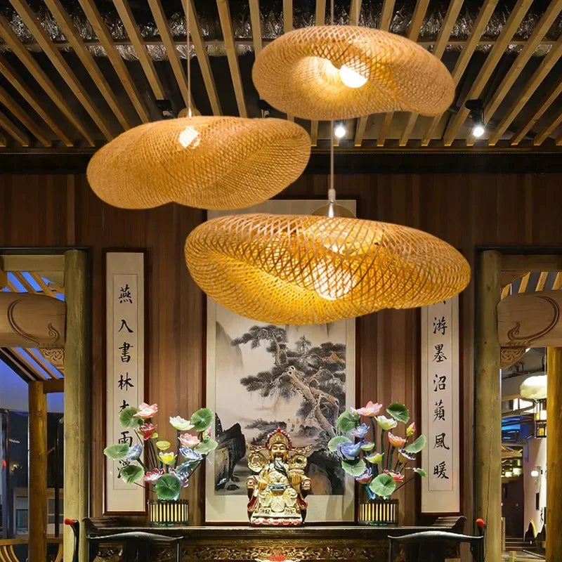 Retro Rattan Pendant Chandelier