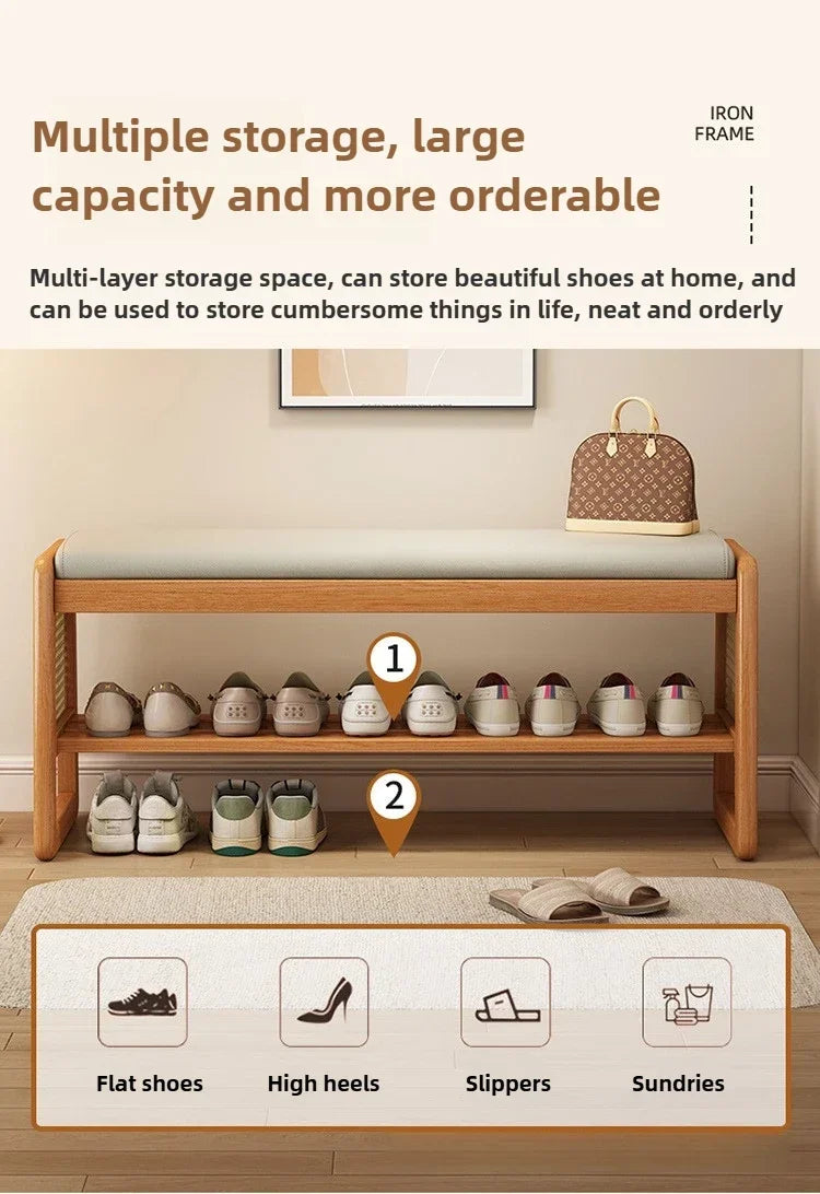 Rattan Shoe Storage Bench