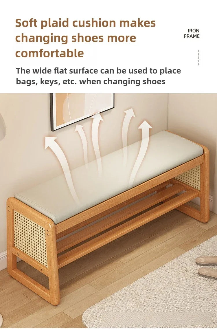 Rattan Shoe Storage Bench