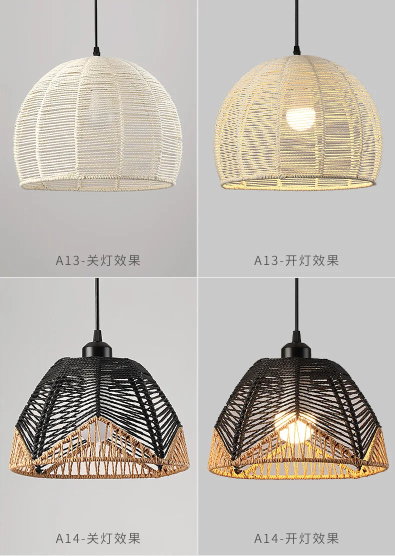 Retro Rattan Pendant Chandelier