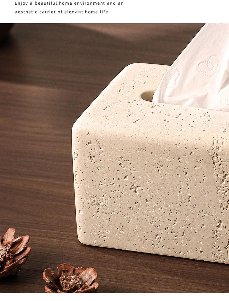 Rectangular Travertine Tissue Box