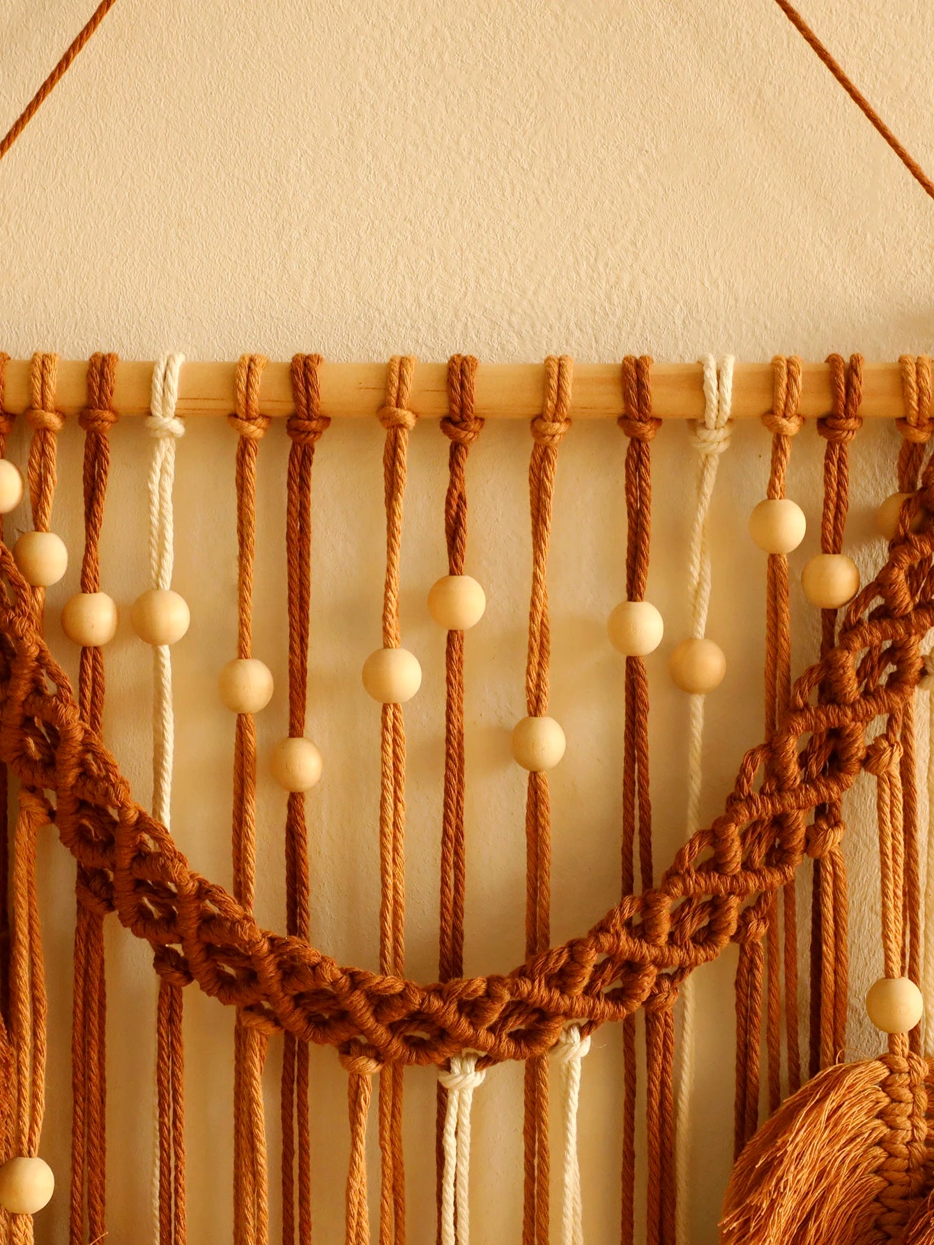 Beaded Leaf Macrame Hanging