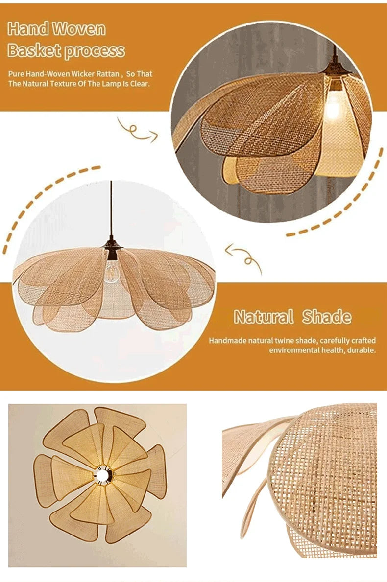 Japanese Rattan Pendant Chandelier