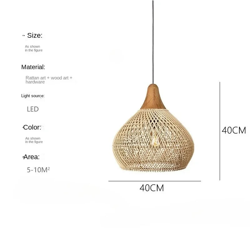 Wabi-Sabi Rattan Pendant Chandelier
