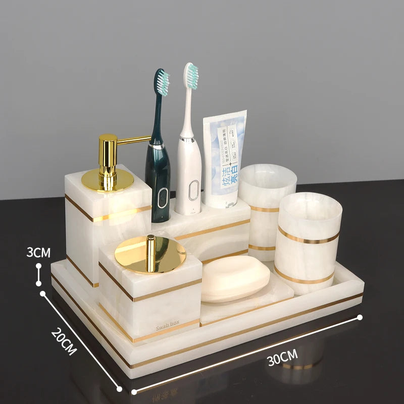 White Onyx Bathroom Set
