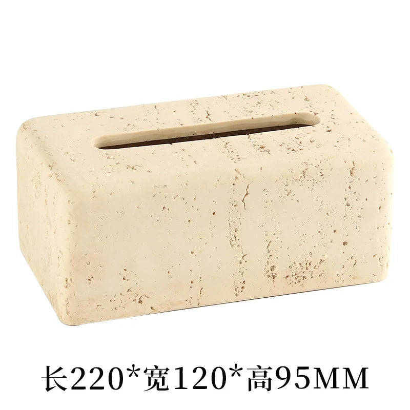 Wabi-Sabi Travertine Tissue Box