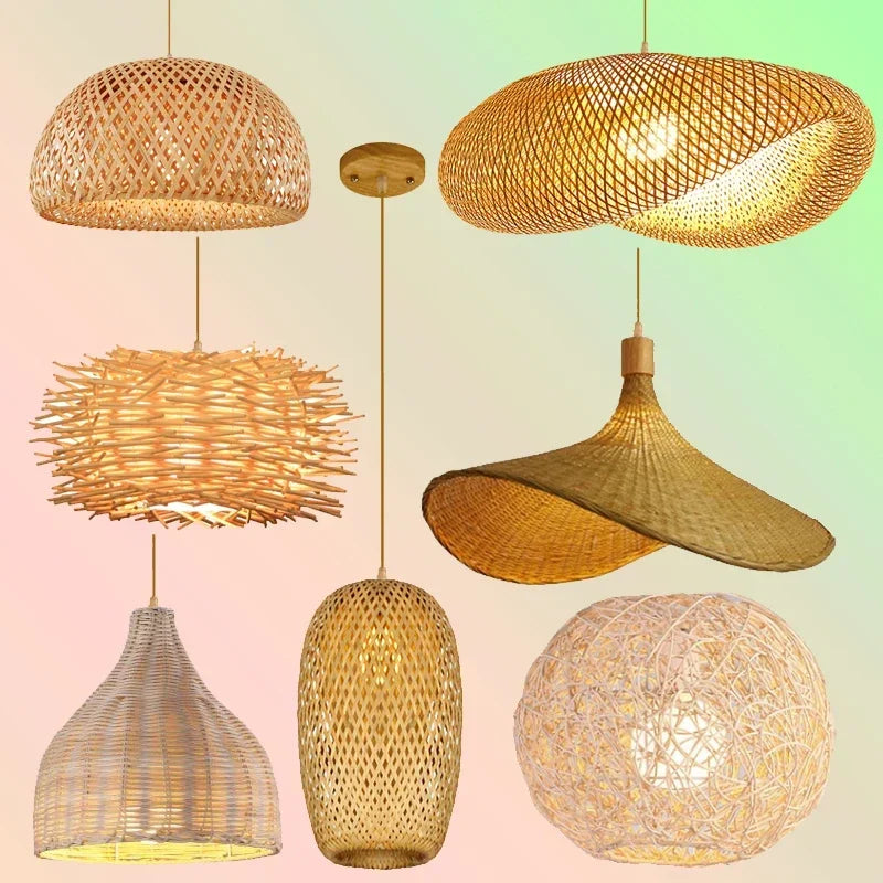Retro Rattan Pendant Chandelier
