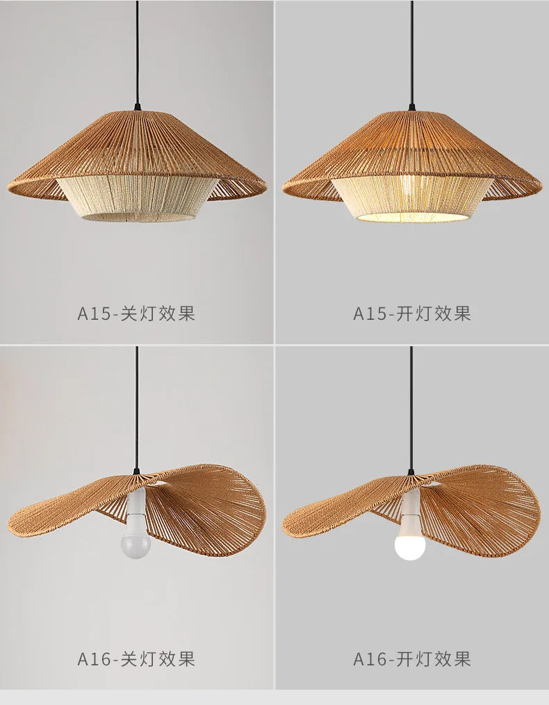 Retro Rattan Pendant Chandelier