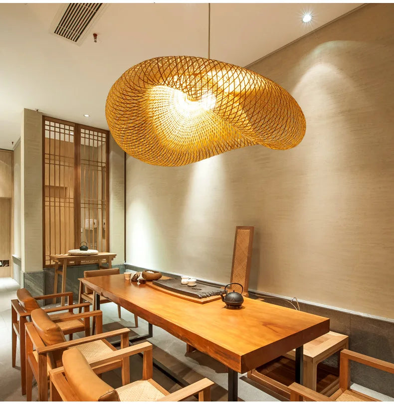 Vintage Rattan Pendant Chandelier