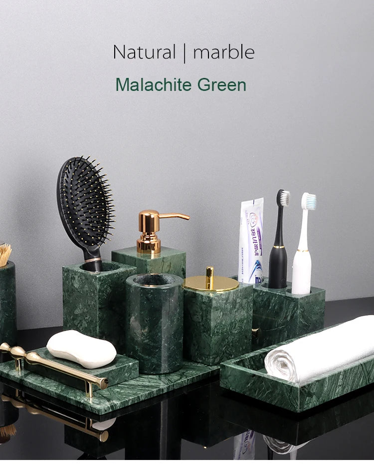 Indian Green Marble Bath Set