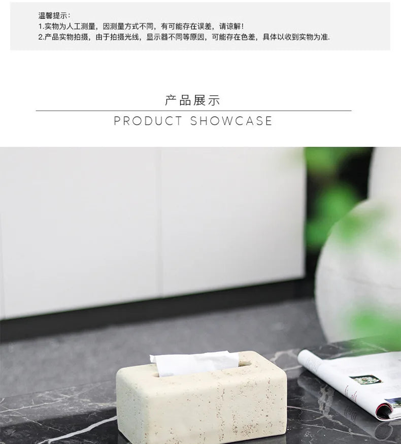 Wabi-Sabi Travertine Tissue Box