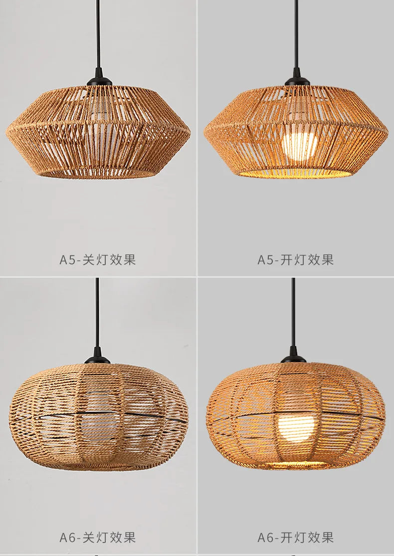 Retro Rattan Pendant Chandelier