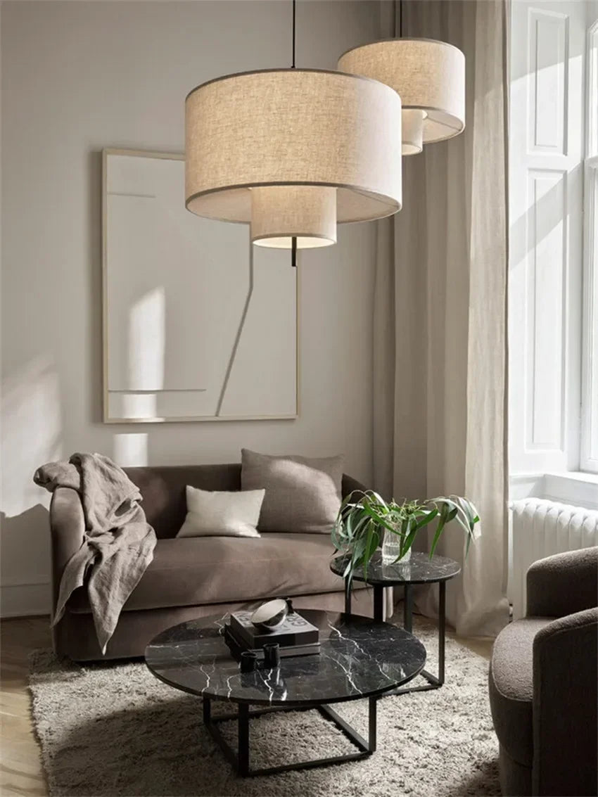 Wabi-Sabi Fabric Arc Pendant Lamp
