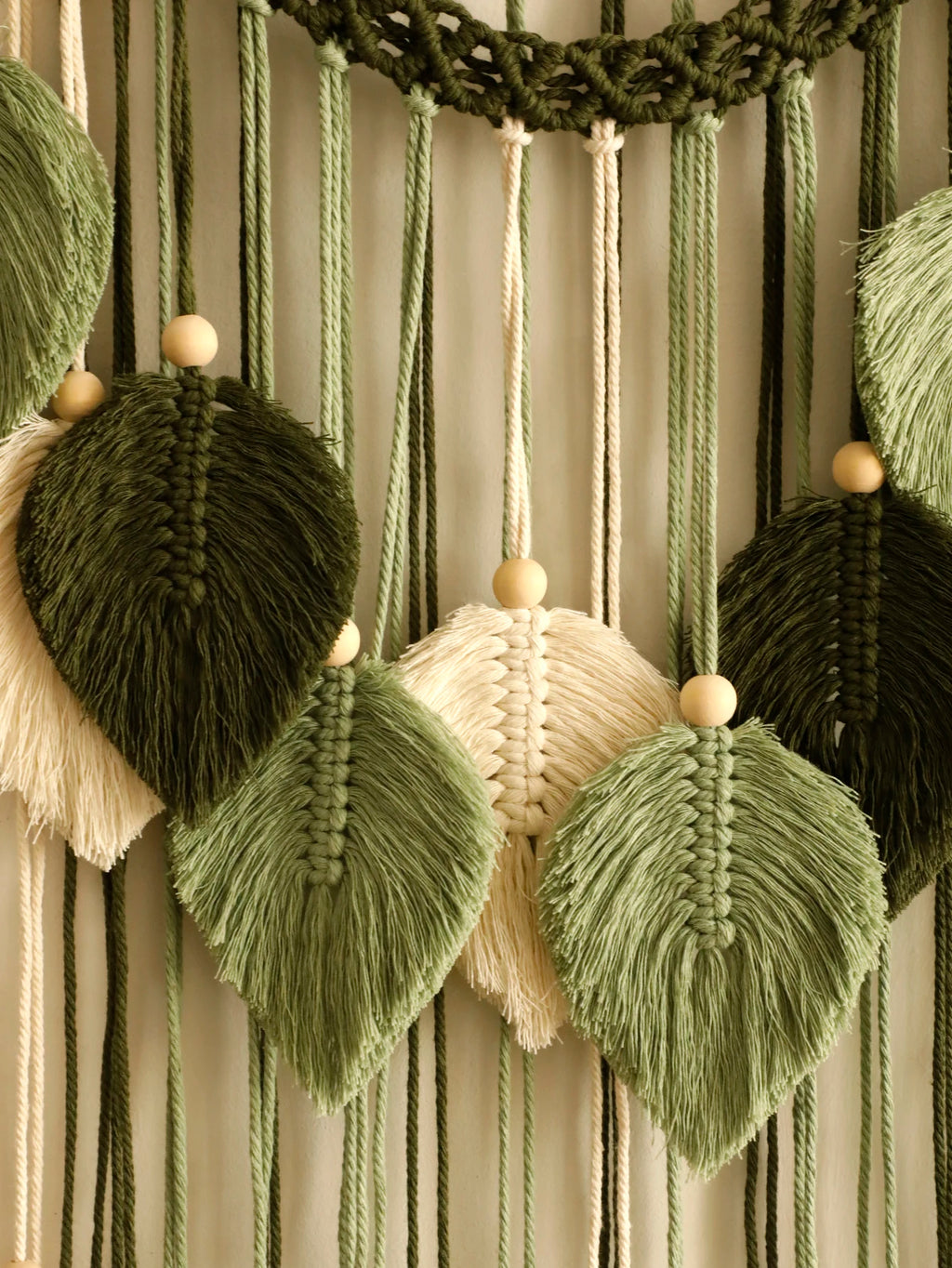 Beaded Leaf Macrame Hanging