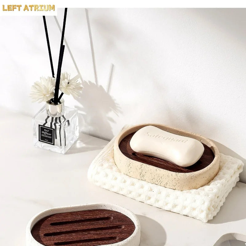 Draining Travertine Soap Dish