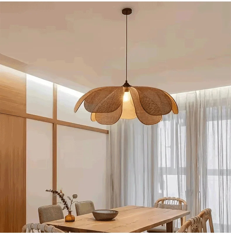 Japanese Rattan Pendant Chandelier