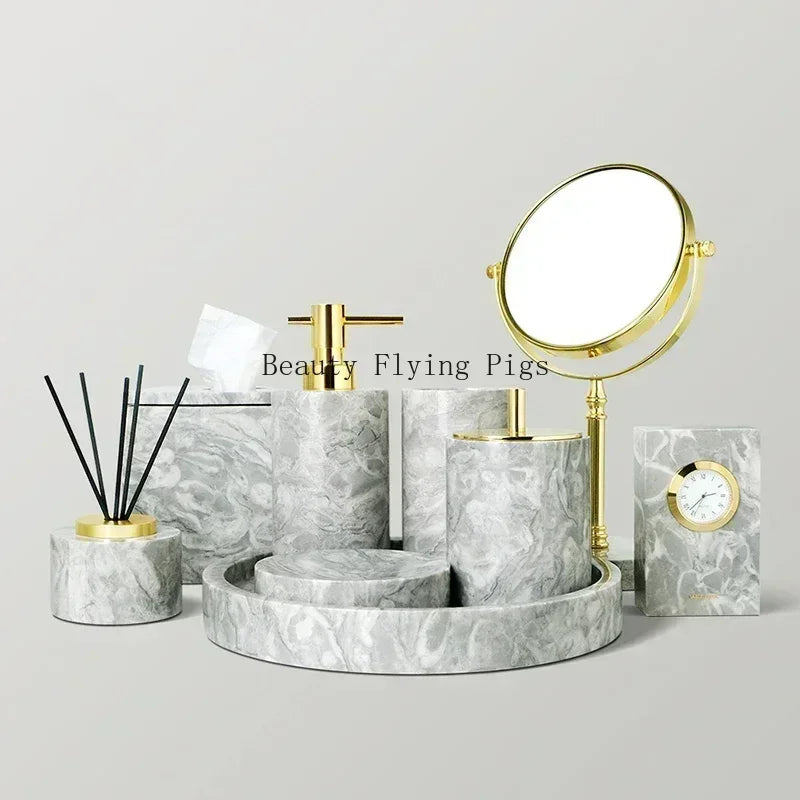 Marble Bathroom Accessory Set