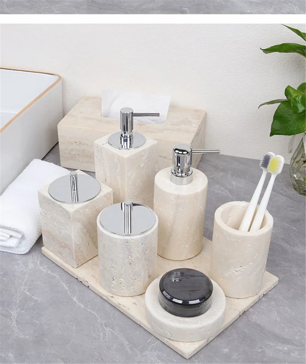 Beige Travertine Vanity Set