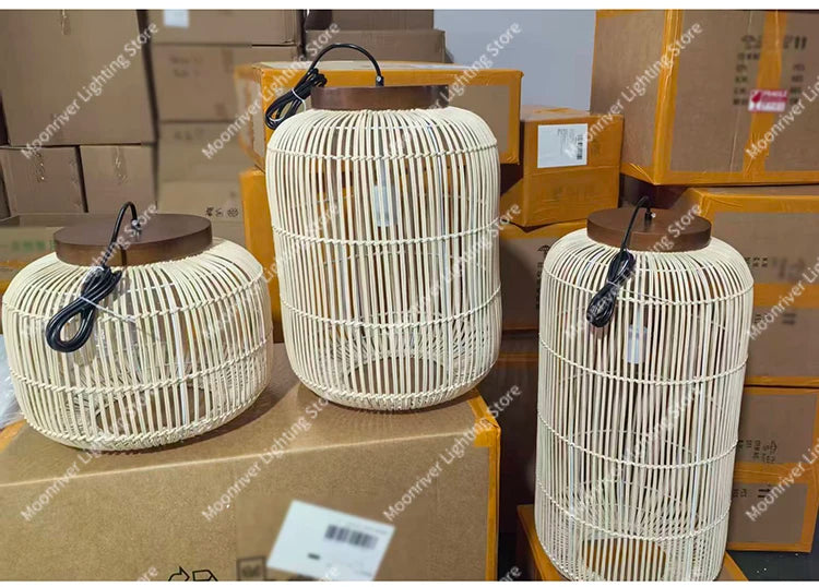 Wabi-Sabi Rattan Arc Pendant Lamp