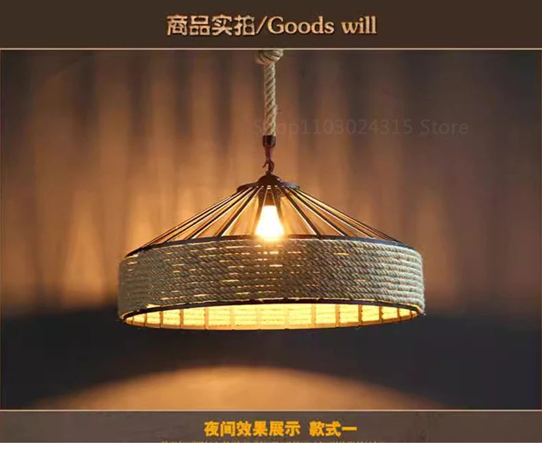 Retro Hemp Rope Pendant Chandelier