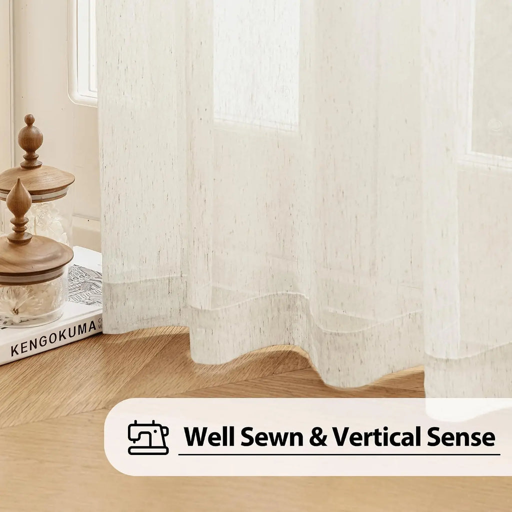 Modern Flax Sheer Curtains, 84"