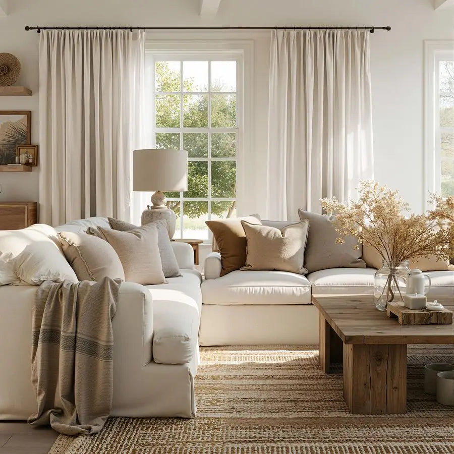 Farmhouse Linen-Blend Semi-Sheer Curtains, 84"