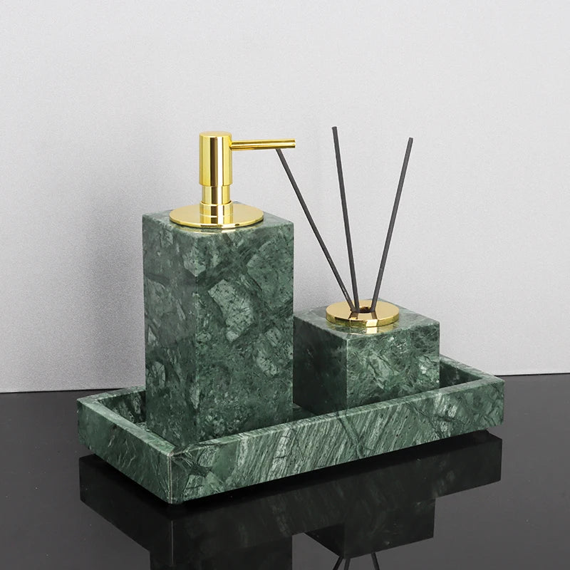Indian Green Marble Bath Set
