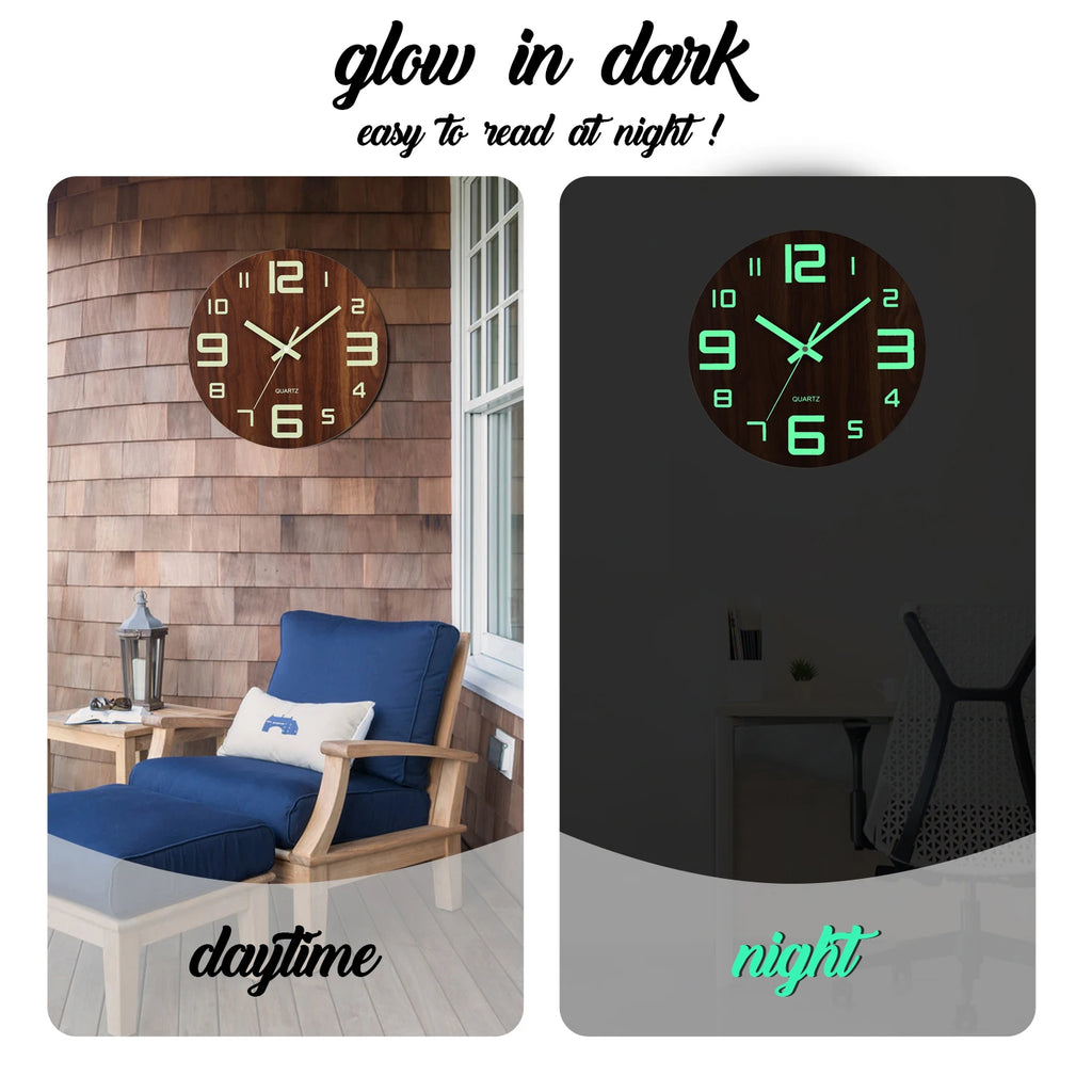 Luminous Wood Wall Clock