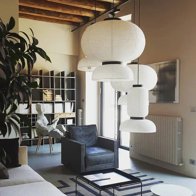Wabi-Sabi Paper Arc Pendant Lamp