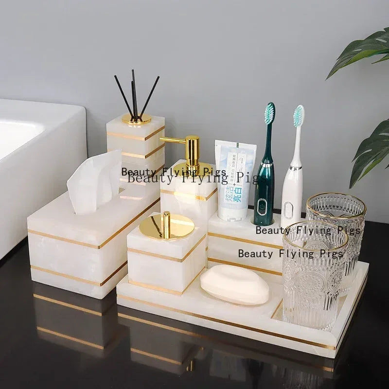 Marble & Gold Bathroom Set