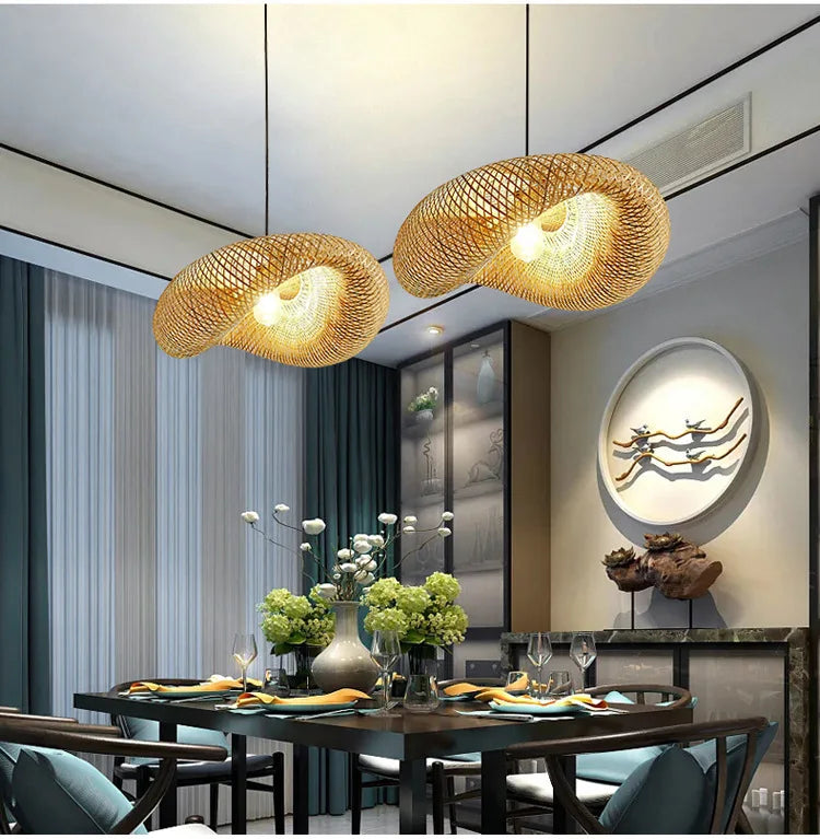 Retro Rattan Pendant Chandelier