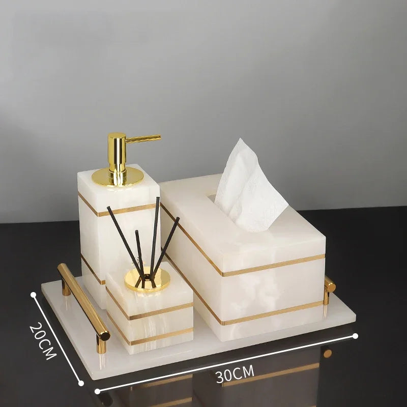 Marble & Gold Bathroom Set