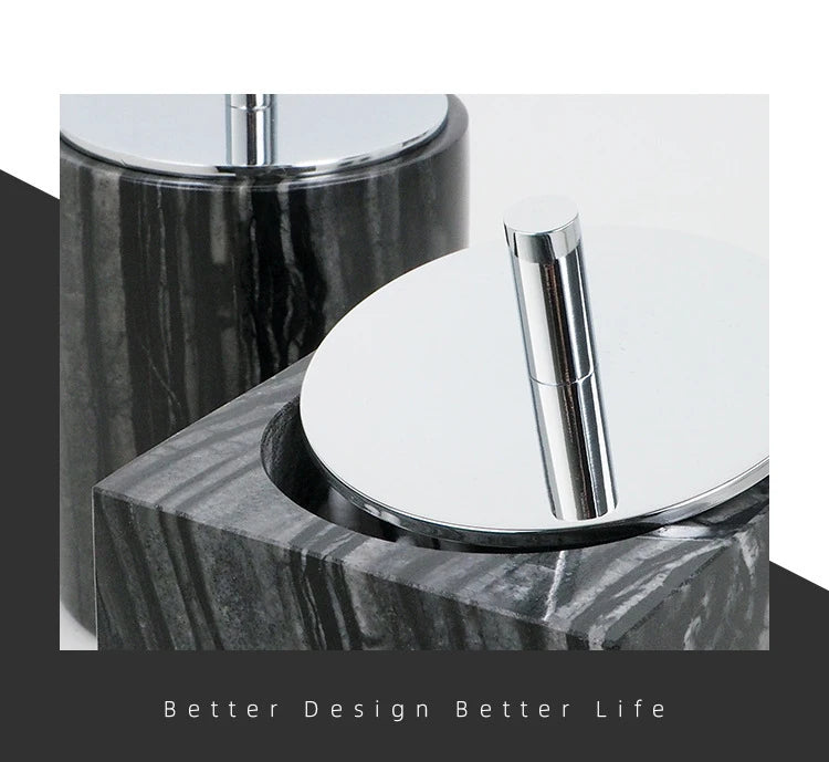 Black Marble Bath Accessory Set