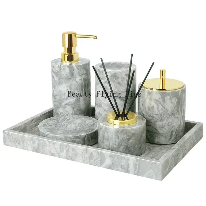 Marble Bathroom Accessory Set