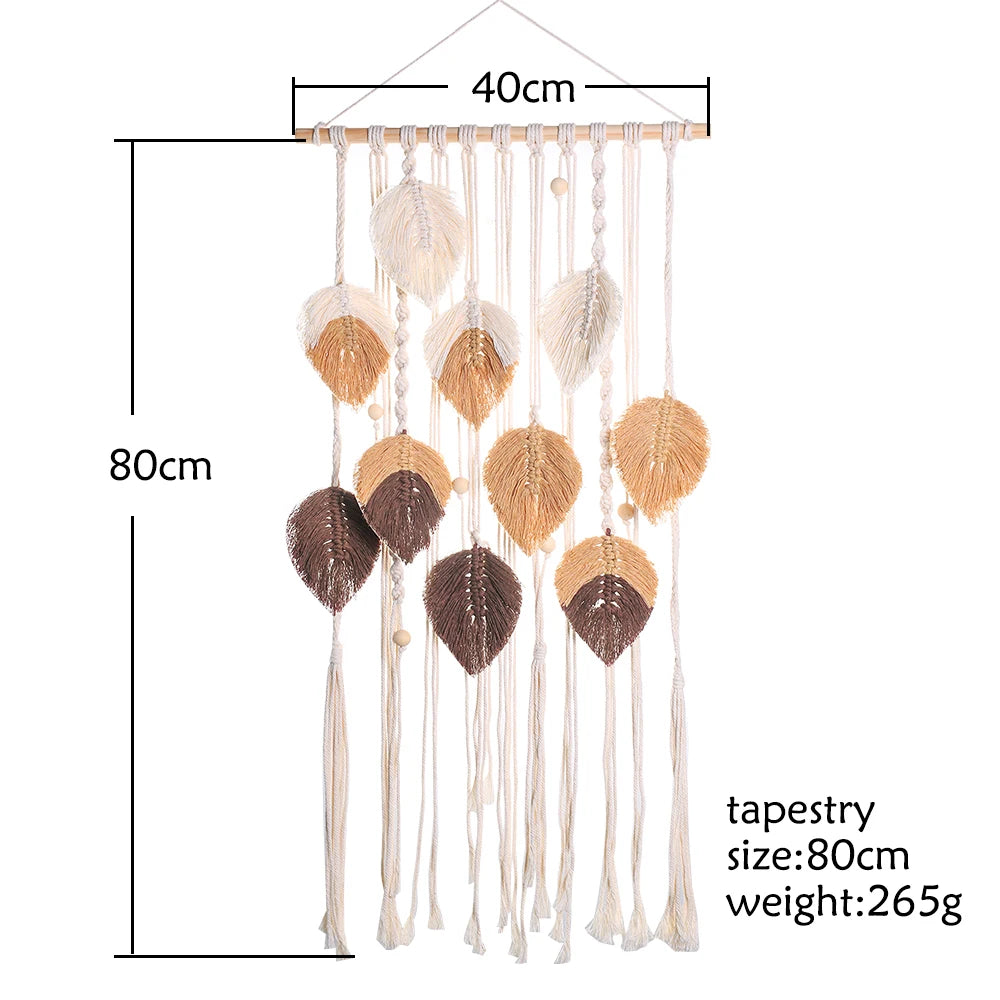 Beaded Leaf Macrame Hanging