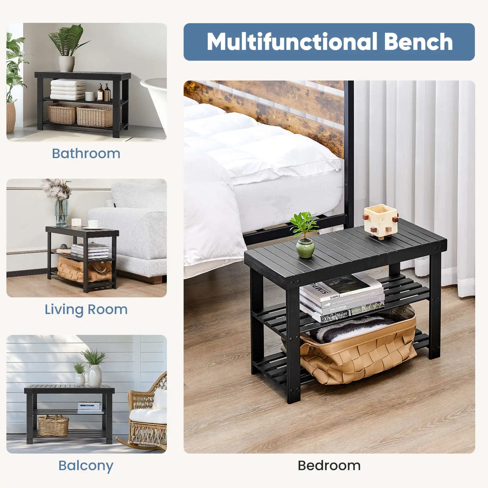 Bamboo Shoe Storage Bench