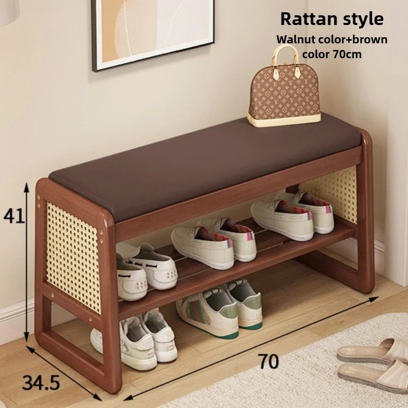 Rattan Shoe Storage Bench