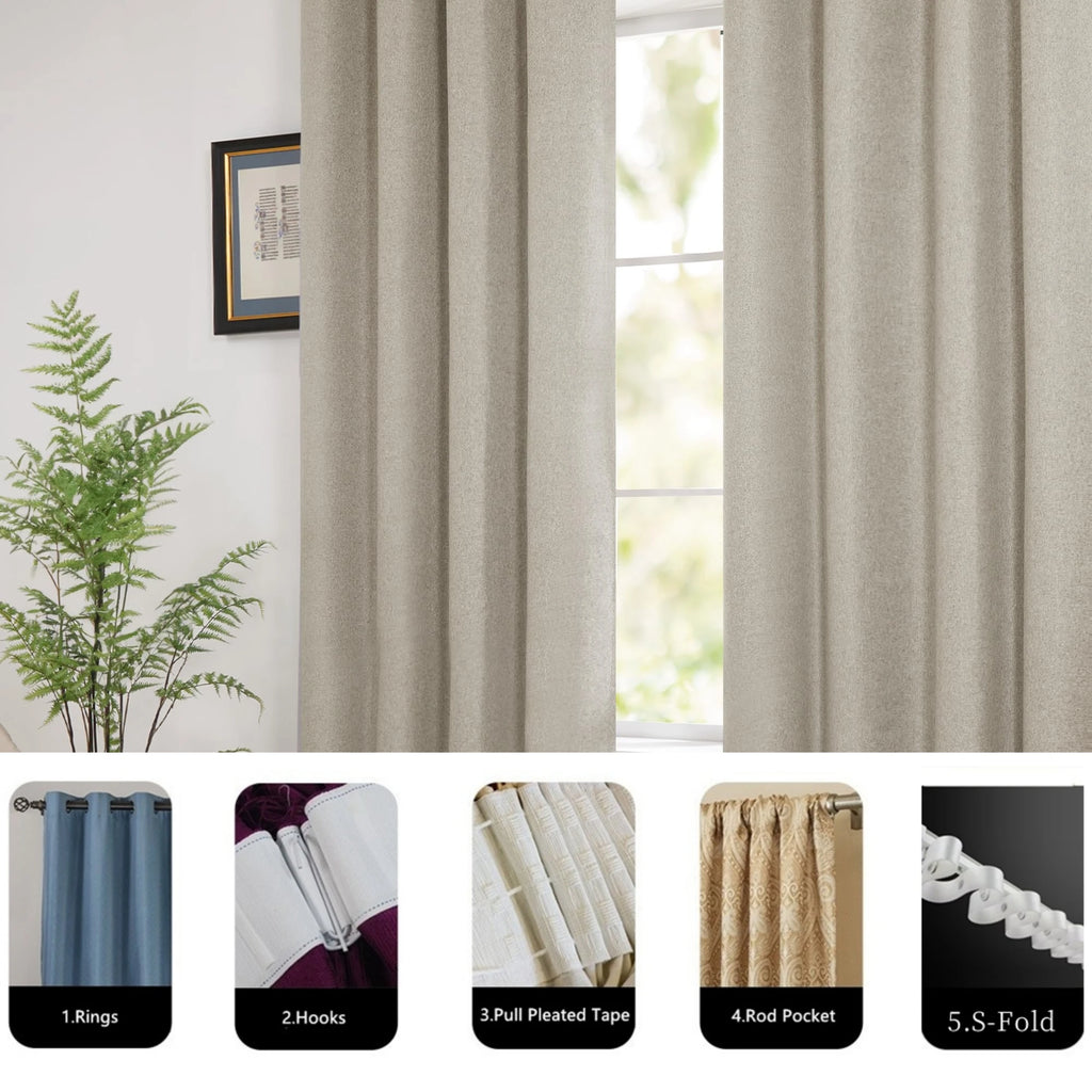 Modern Linen Blackout Curtains, 350cm