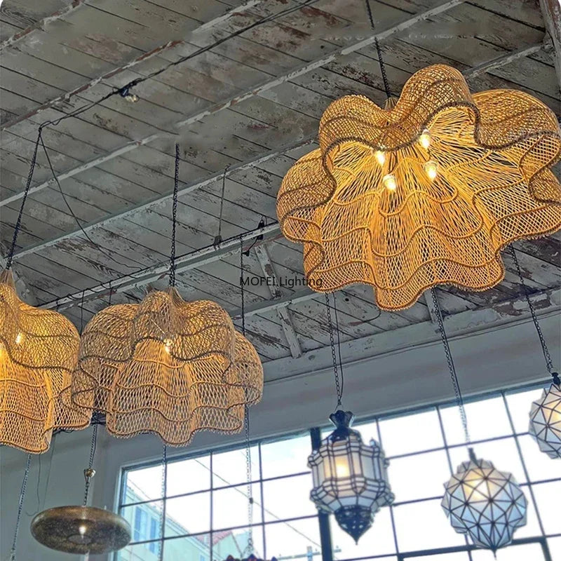 Wabi-Sabi Rattan Pendant Chandelier