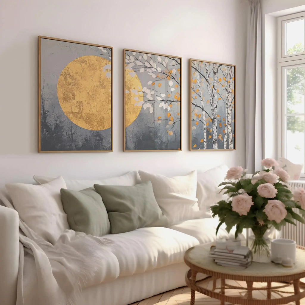 Set of 3 Japandi Canvas Wall Art