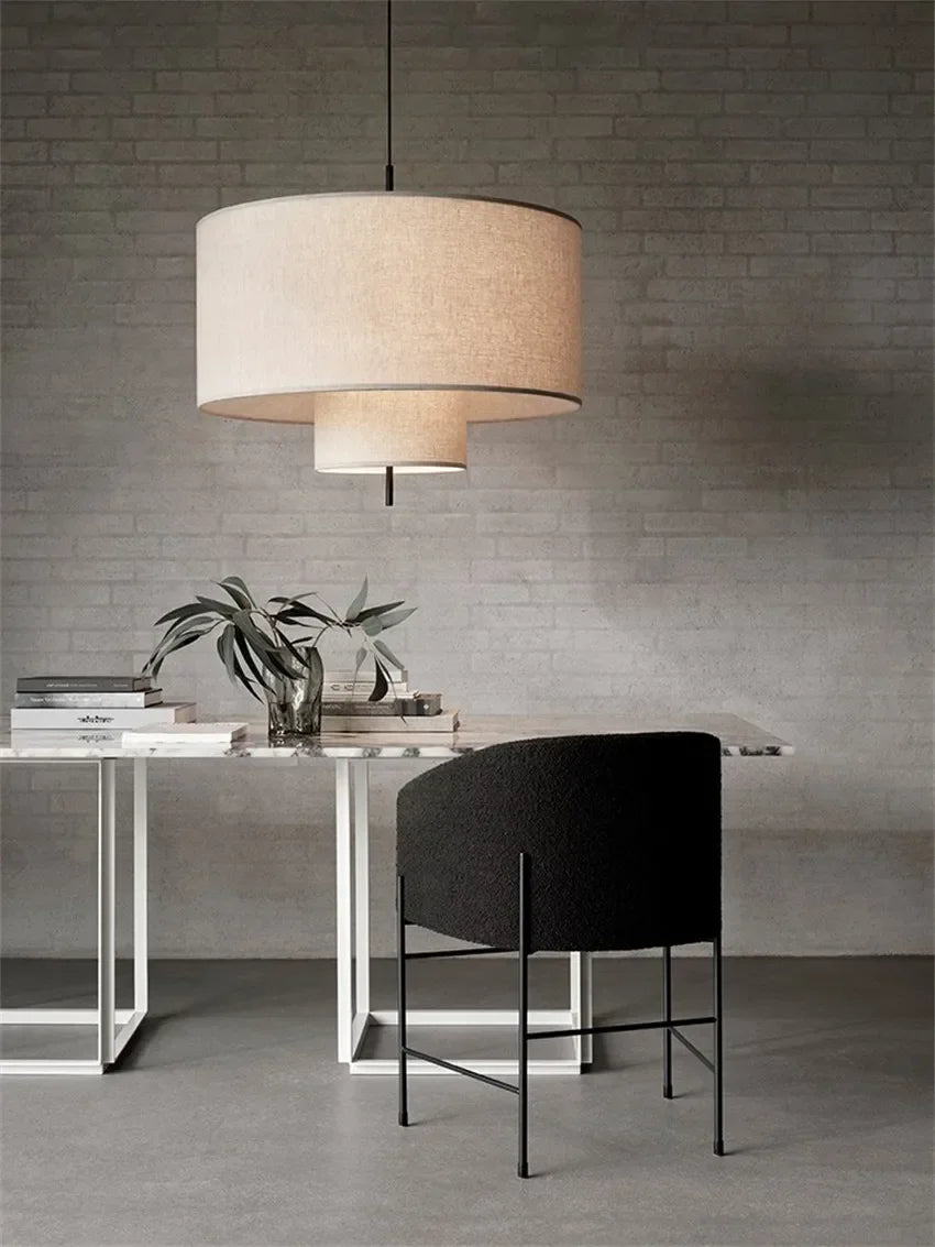 Wabi-Sabi Fabric Arc Pendant Lamp
