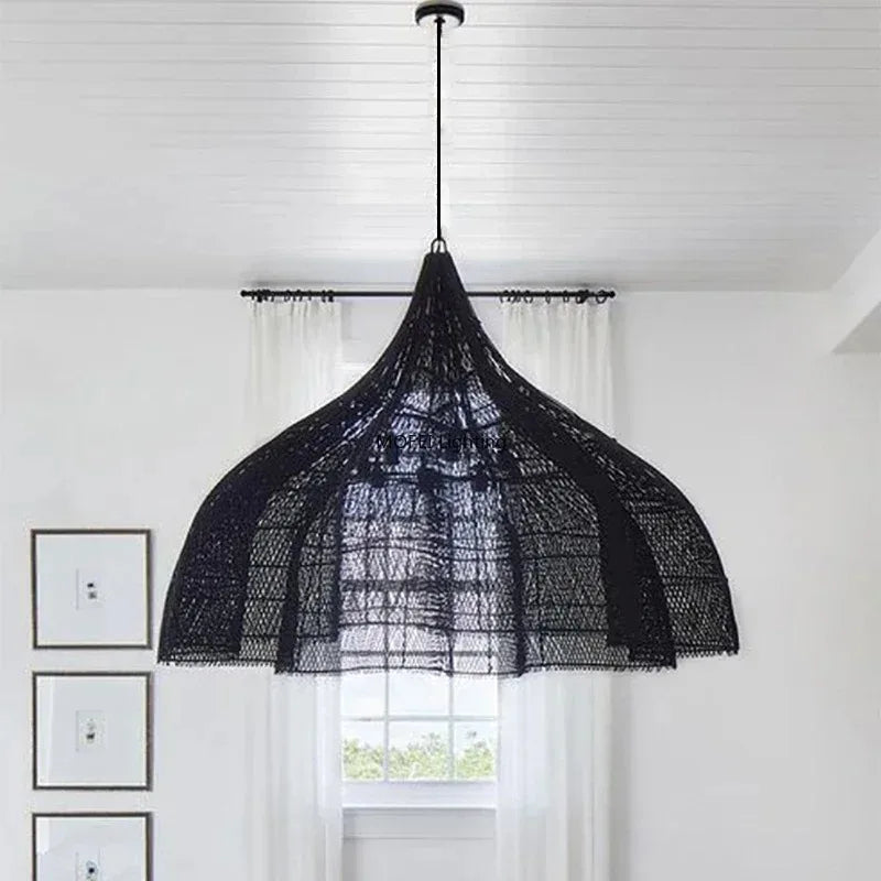 Wabi-Sabi Rattan Pendant Chandelier