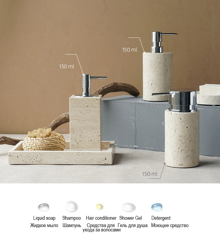 Beige Travertine Accessory Set