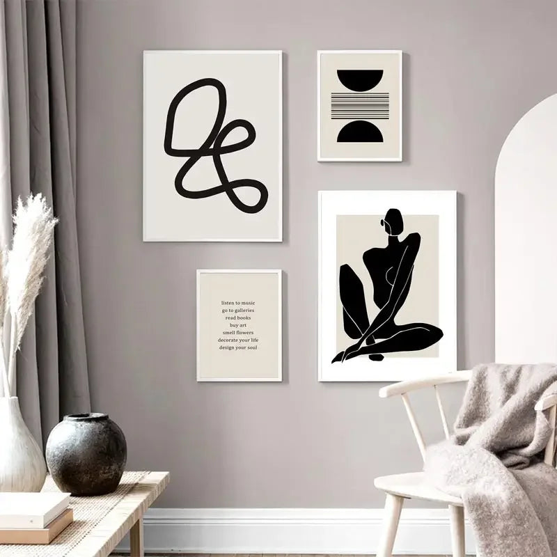 Boho Geometric Beige Canvas Wall Art