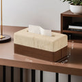 Travertine & Walnut Tissue Box